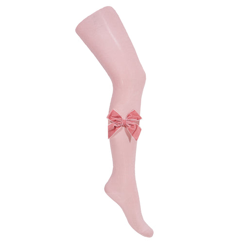 526 Pale Pink - Velvet Bow Tights Condor