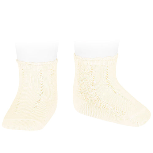 303 Pattern Short Socks - Beige  (cream)