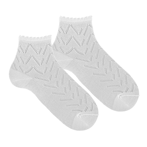 200 White Ceremony socks with zigzag openwork