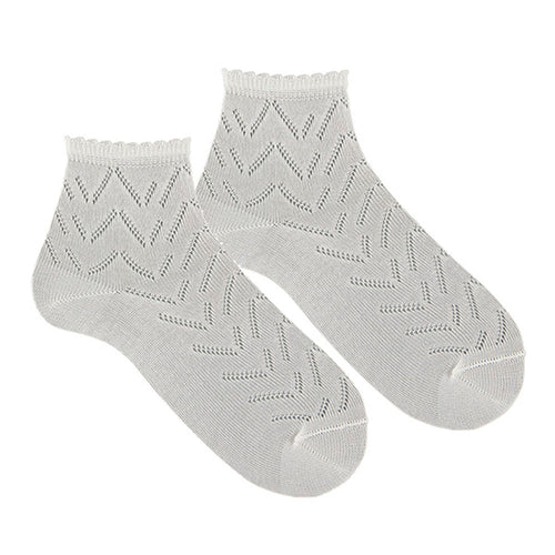 202 Cream (Off White) Ceremony socks with zigzag openwork