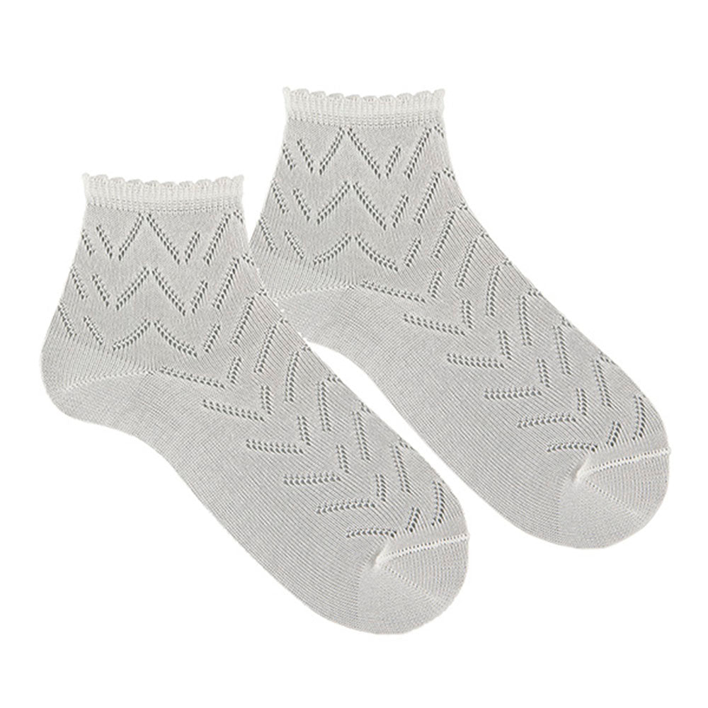202 Cream (Off White) Ceremony socks with zigzag openwork