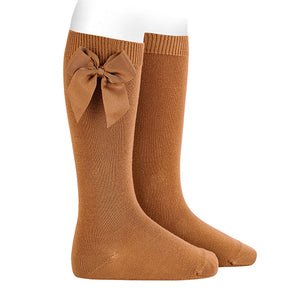 688 Cinnamom - Grosgrain Bow Knee High Socks