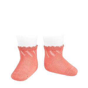 635 Diagonal Openwork Short Socks -  Peony
