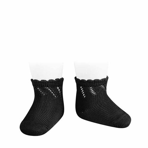 900 Diagonal Openwork Short Socks - Black