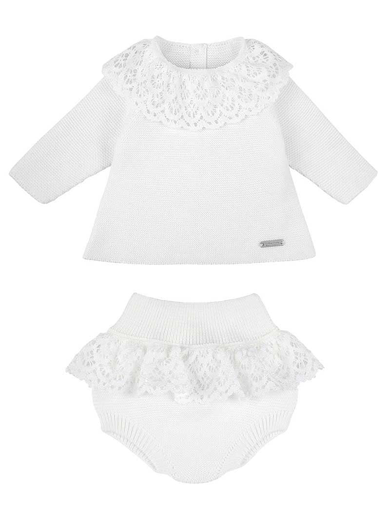 200 White - Garter Stitch Lace Set