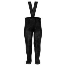 Load image into Gallery viewer, 900 Black- Ribbed Tights with Suspenders