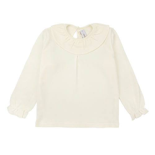 303 Beige (Cream) -  Blouse with large flounced collar