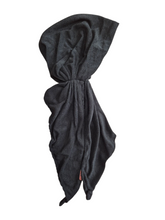 Load image into Gallery viewer, Black Towelling  - Long-tail Pretied