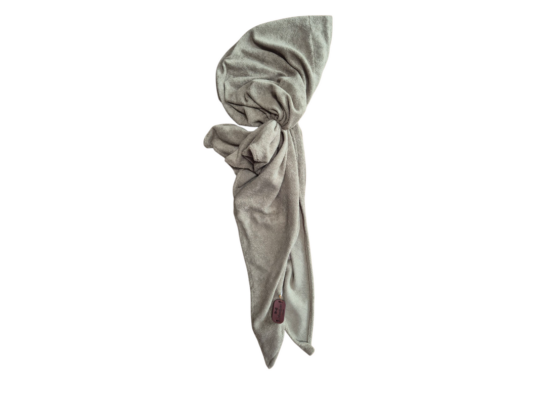 Olive Green Towelling  - Long-tail Pretied
