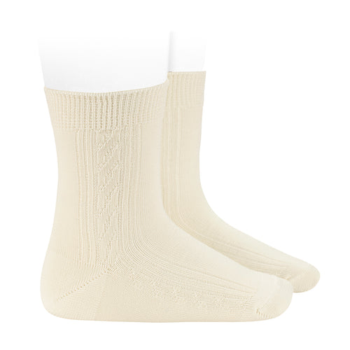 303 Beige (Cream) Ceremony Socks Soft Touch with Side Pattern