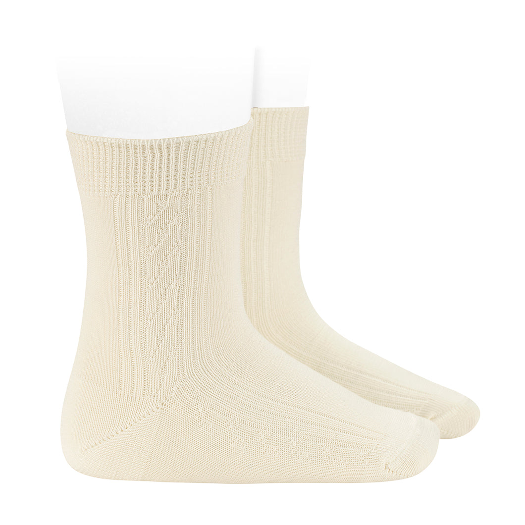 303 Beige (Cream) Ceremony Socks Soft Touch with Side Pattern
