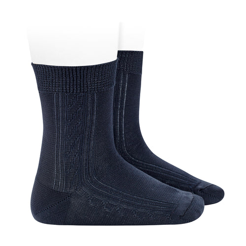 480 Navy Ceremony Socks Soft Touch with Side Pattern