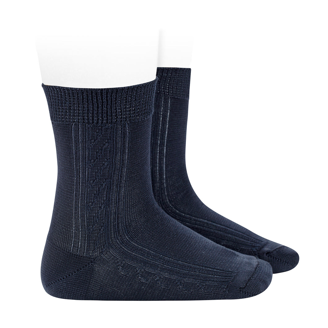 480 Navy Ceremony Socks Soft Touch with Side Pattern