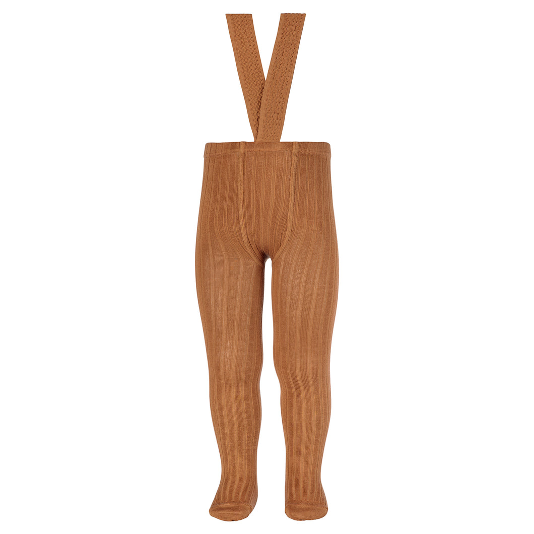 688 Cinnamon  - Ribbed Tights with Suspenders