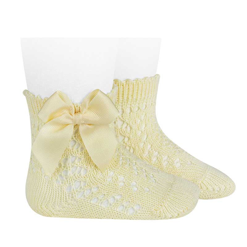 610 Butter Openwork short socks with bow