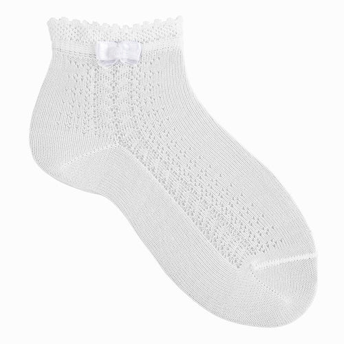 200 White Side Openwork Ceremony  Socks With Little Bow