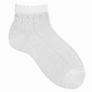 200 White  - Ceremony Ankle Sock with Openwork detail