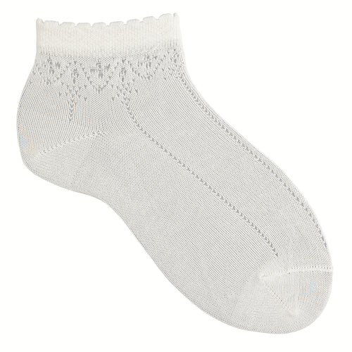 202 Cream (Off White)  - Ceremony Ankle Sock with Openwork detail