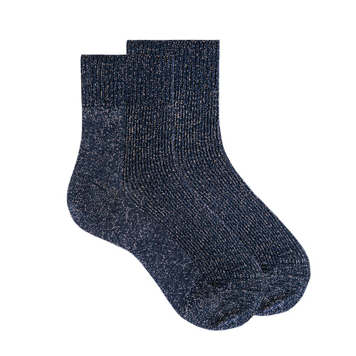483 Rib Sock Metallic Yarn- Blue Night