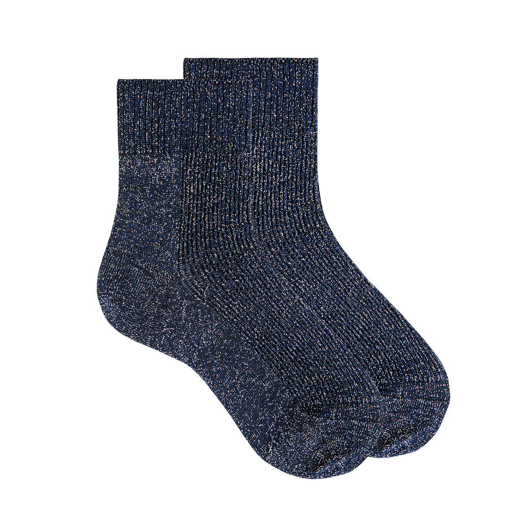 483 Rib Sock Metallic Yarn- Blue Night