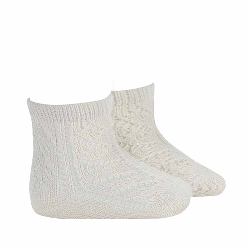 202 Openwork extrafine perle short socks-  Cream (off White)