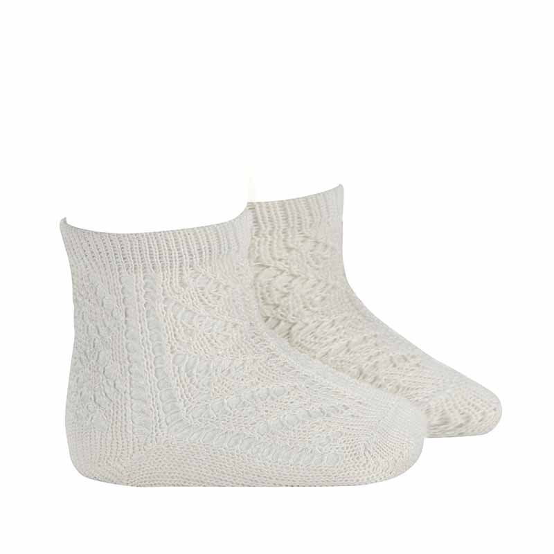 202 Openwork extrafine perle short socks-  Cream (off White)