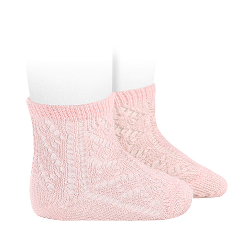 500 Openwork extrafine perle short socks-  Pink