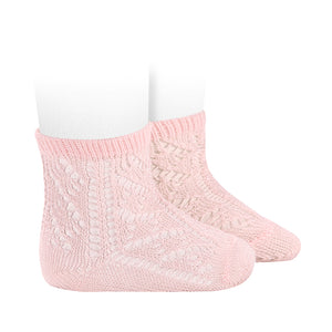 500 Openwork extrafine perle short socks-  Pink