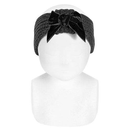 900 Black - Hair Turban with Velvet Bow