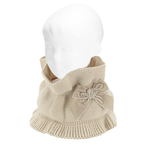 304 Linen - Snood Scarf with Velvet Bow