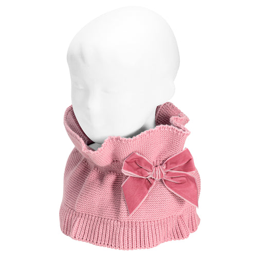 526 Pale Pink - Snood Scarf with Velvet Bow