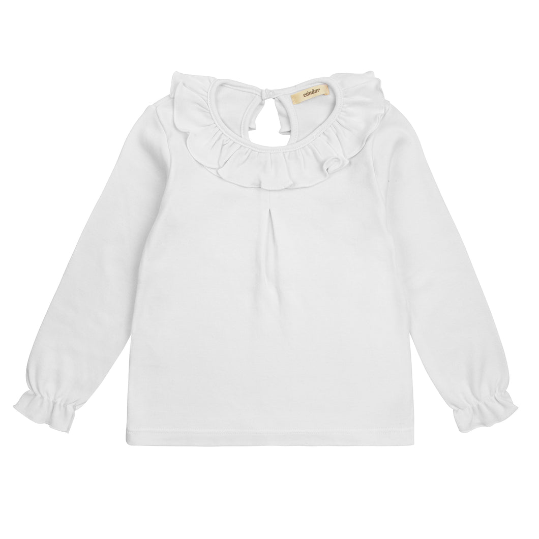 200 White -  Blouse with large flounced collar