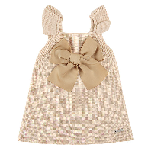 304 Linen - Garter Stitch Dress with Large Grosgrain Bow