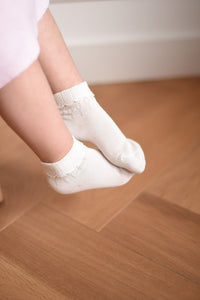 202  Cream (Off White) - Ceremony sock with Fold Over Cuff
