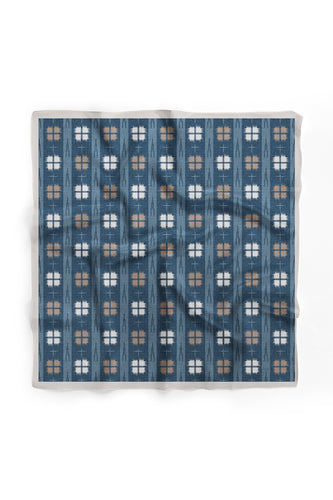 Custom Digital Printed - Turkish Cotton Square Scarf - Denim Look Plaid