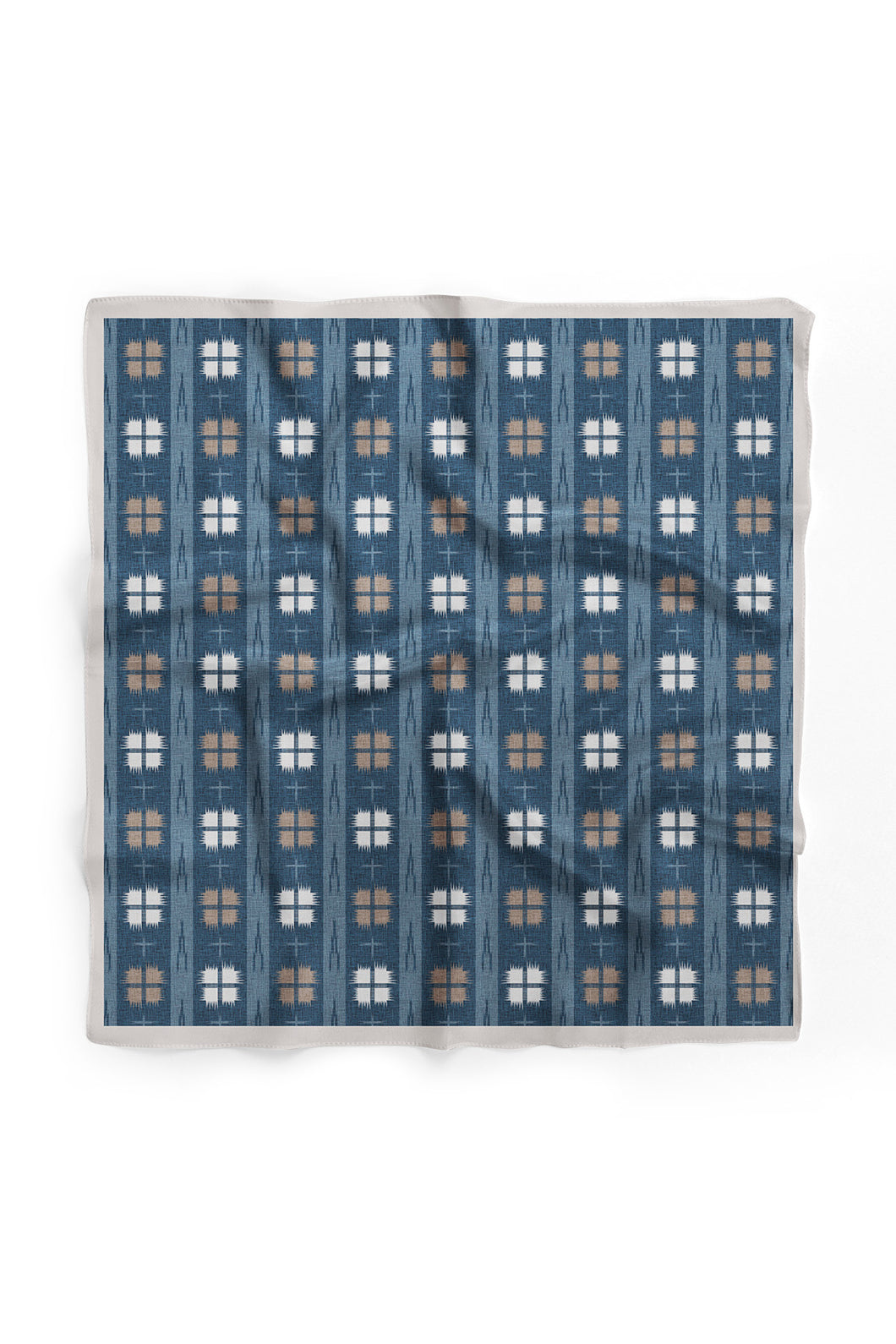 Custom Digital Printed - Turkish Cotton Square Scarf - Denim Look Plaid