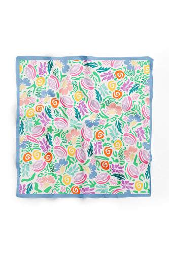 Custom Digital Printed - Turkish Cotton Square Scarf  Summer Happy