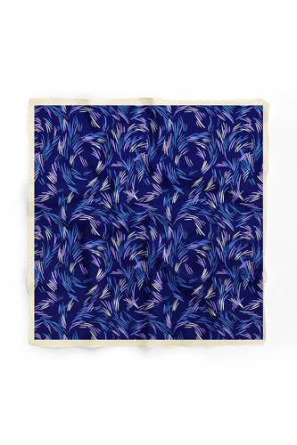 Custom Digital Printed - Turkish Cotton Square Scarf- Navy Brushstrokes