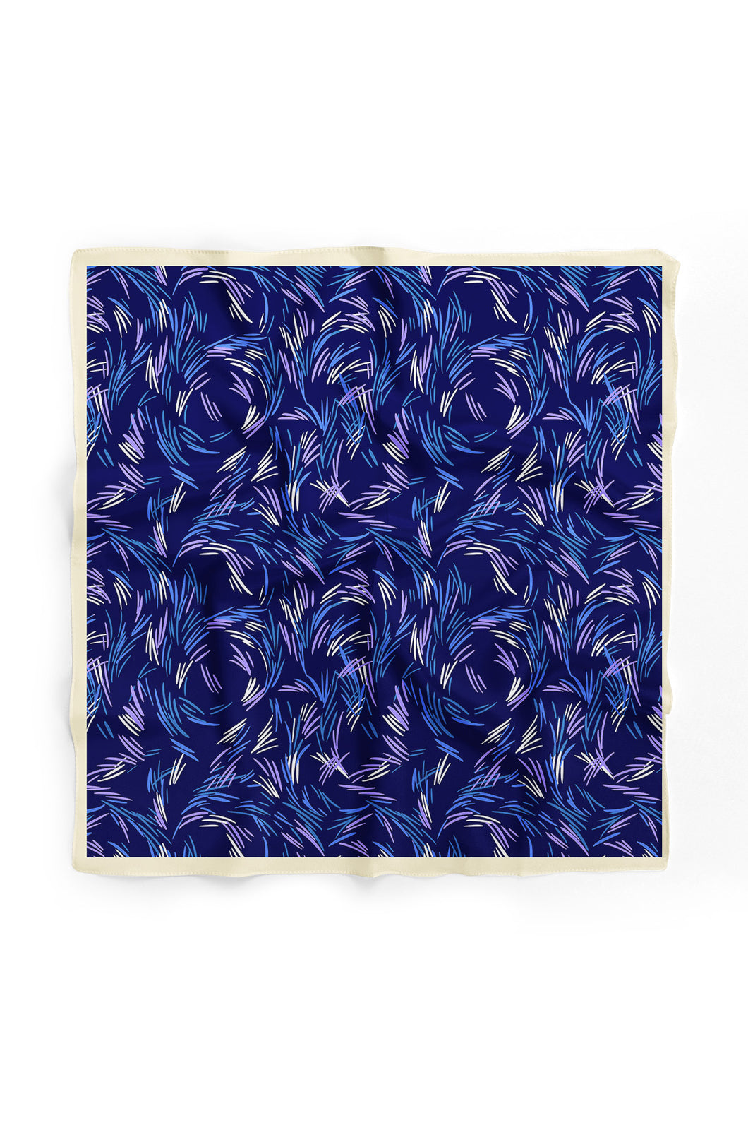 Custom Digital Printed - Turkish Cotton Square Scarf- Navy Brushstrokes