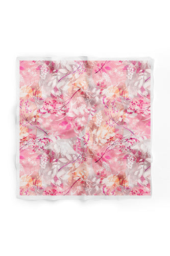 Custom Digital Printed - Turkish Cotton Square Scarf- Pink Leaves