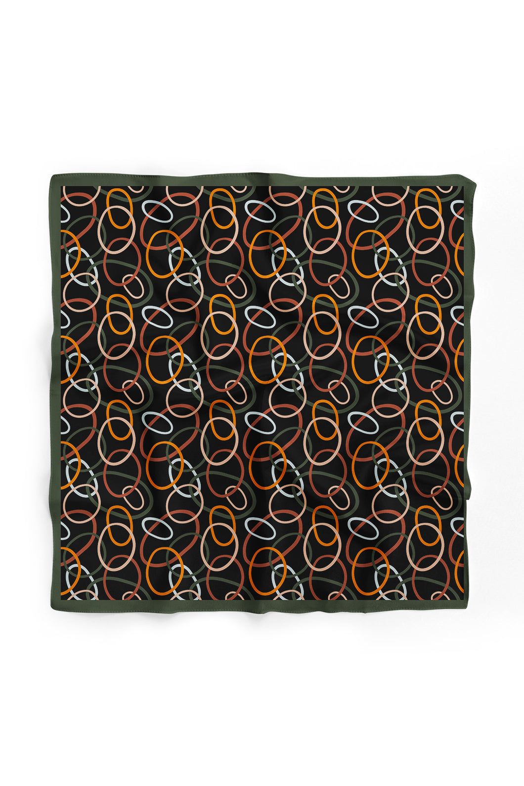 Custom Digital Printed - Turkish Cotton Square Scarf - Circle Doodles