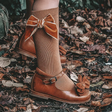 Load image into Gallery viewer, 807 Toffee - Velvet Bow Knee High Socks