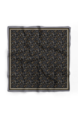 Custom Digital Printed - Turkish Cotton Square Scarf - Shape Clusters Black