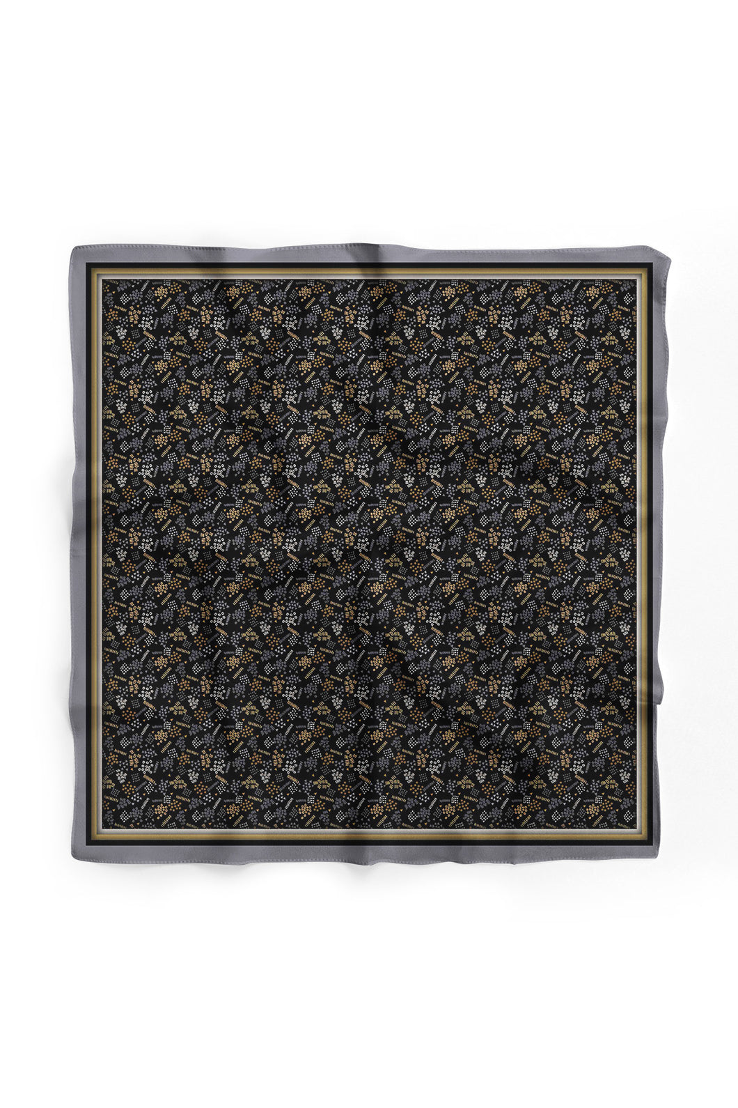 Custom Digital Printed - Turkish Cotton Square Scarf - Shape Clusters Black