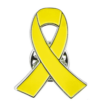 Load image into Gallery viewer, Enamel Yellow Ribbon Pin Badge