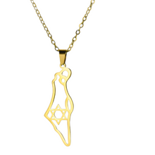 Load image into Gallery viewer, Israel Map Necklace with Magan David