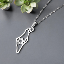 Load image into Gallery viewer, Israel Map Necklace with Magan David