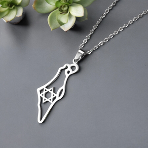 Israel Map Necklace with Magan David