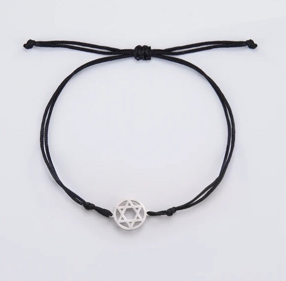 Adjustable string Star of David Bracelet