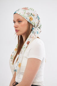 White Mix Floral Garden  - Turkish Cotton